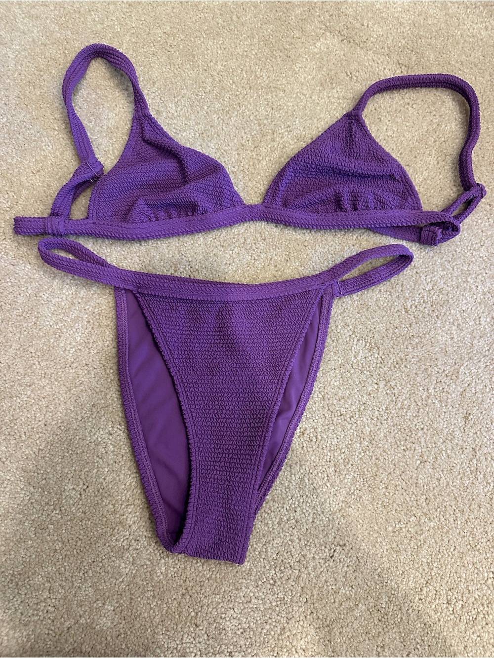 PacSun Purple Textured Triangle Bikini Set